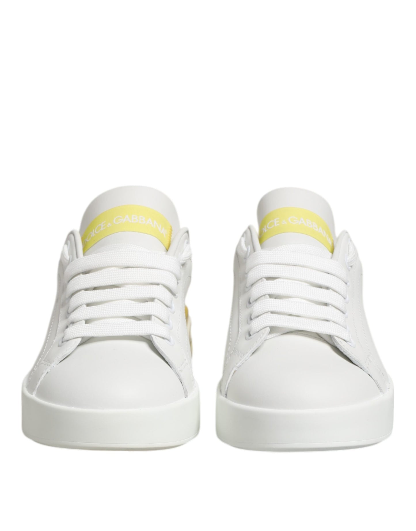 Zapatillas bajas Dolce & Gabbana de cuero blancas y amarillas