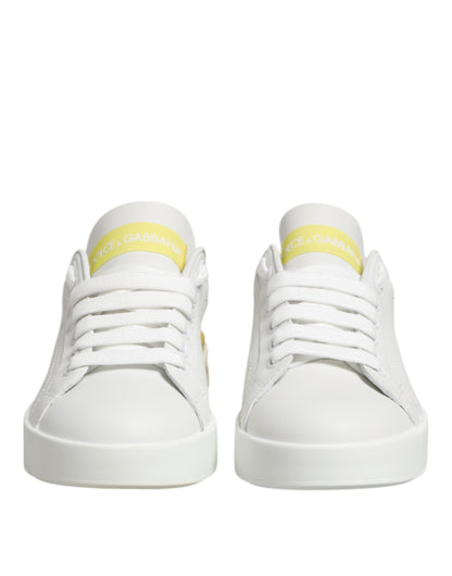 Zapatillas bajas Dolce & Gabbana de cuero blancas y amarillas