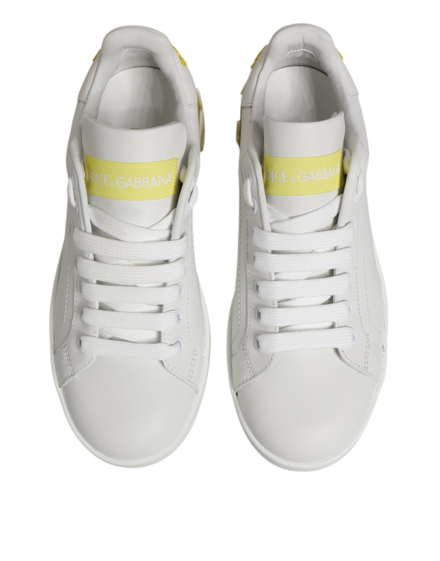 Zapatillas bajas Dolce & Gabbana de cuero blancas y amarillas