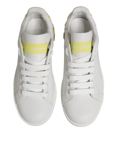 Zapatillas bajas Dolce & Gabbana de cuero blancas y amarillas