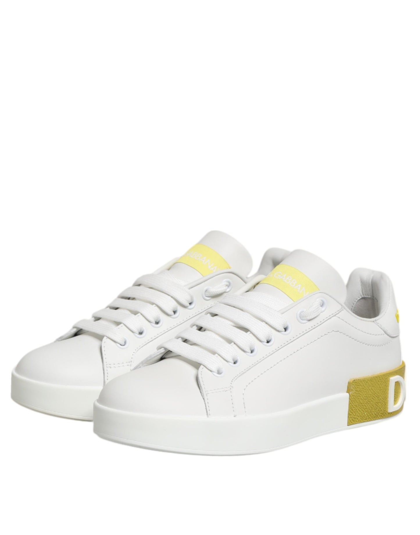 Zapatillas bajas Dolce & Gabbana de cuero blancas y amarillas