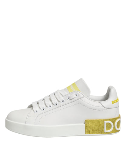 Zapatillas bajas Dolce & Gabbana de cuero blancas y amarillas
