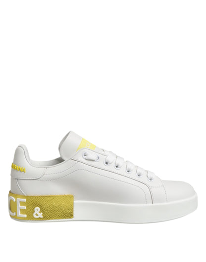 Zapatillas bajas Dolce & Gabbana de cuero blancas y amarillas