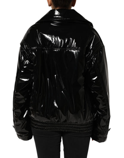 Chaqueta de plumón acolchada negra de poliéster Dolce & Gabbana