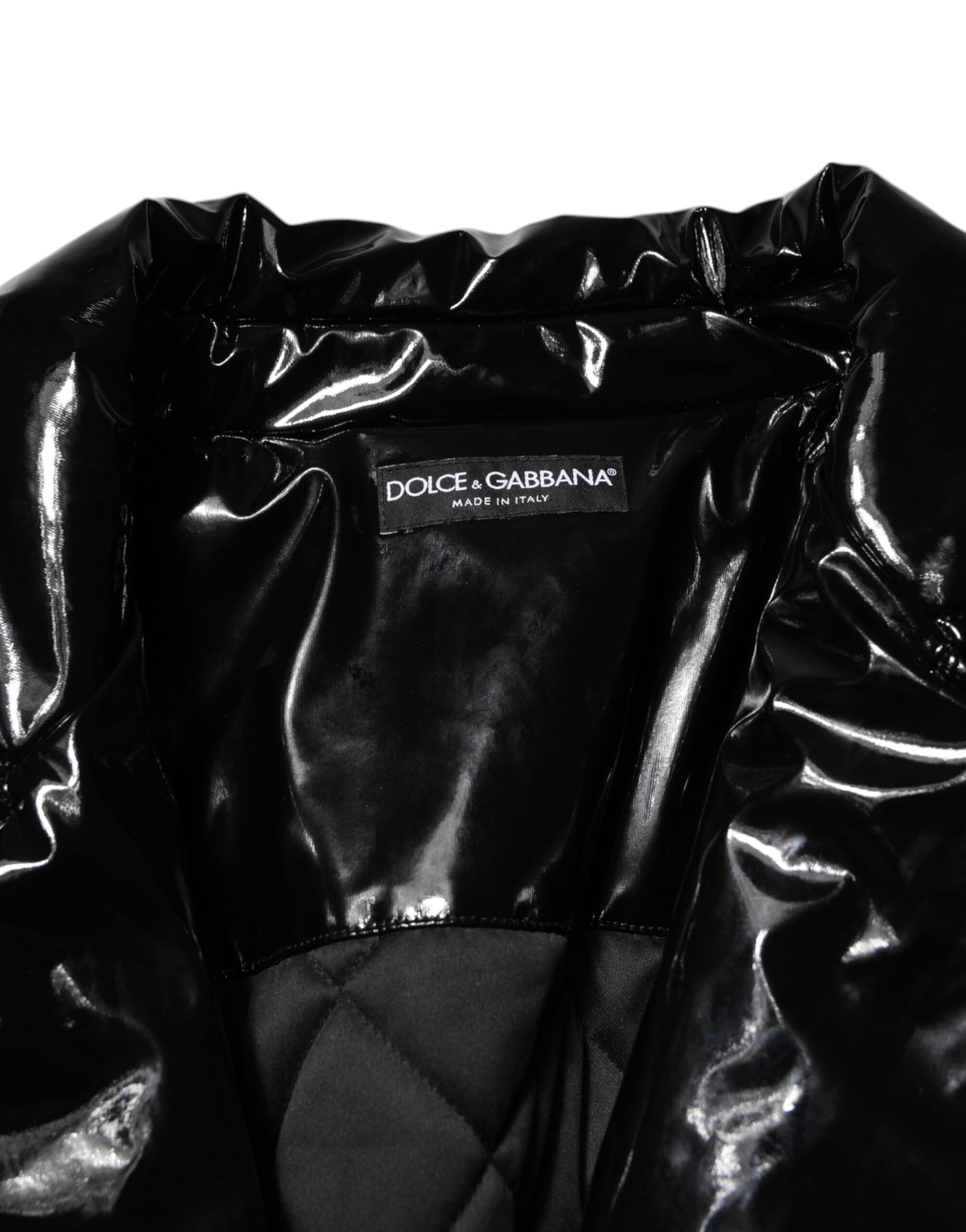 Chaqueta de plumón acolchada negra de poliéster Dolce & Gabbana