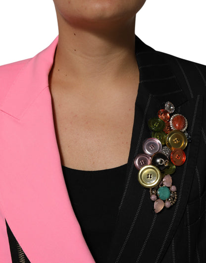 Chaqueta abrigo multicolor con retazos y adornos de Dolce & Gabbana