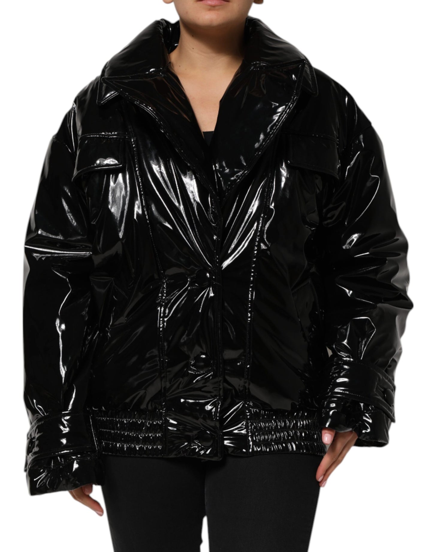 Dolce & Gabbana Chaqueta Acolchada de Plumón de Poliéster Negro