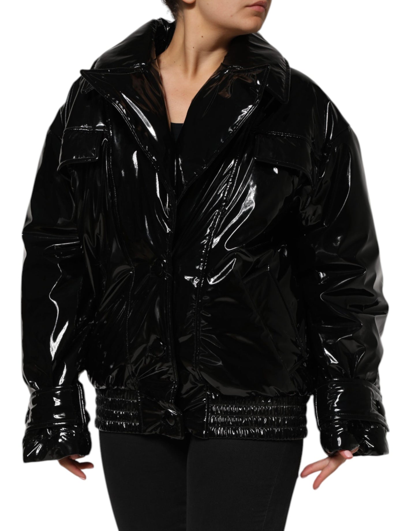 Dolce & Gabbana Chaqueta Acolchada de Plumón de Poliéster Negro
