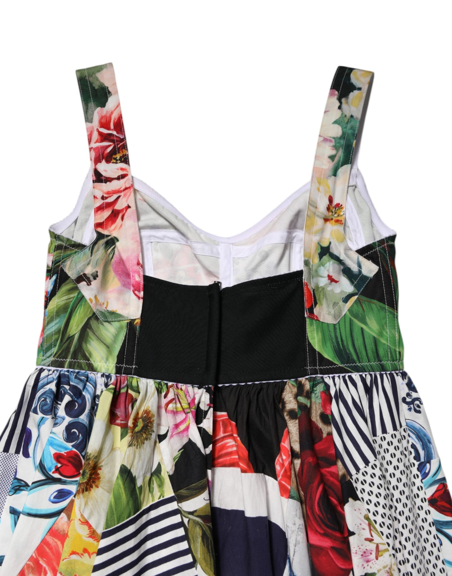 Minivestido evasé de algodón patchwork multicolor de Dolce & Gabbana