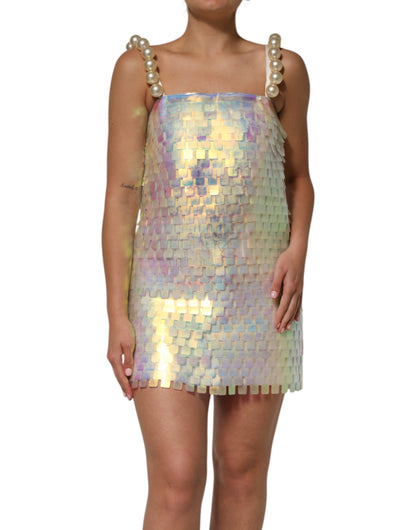Robe Mini Holographique à Paillettes Multicolores Dolce & Gabbana