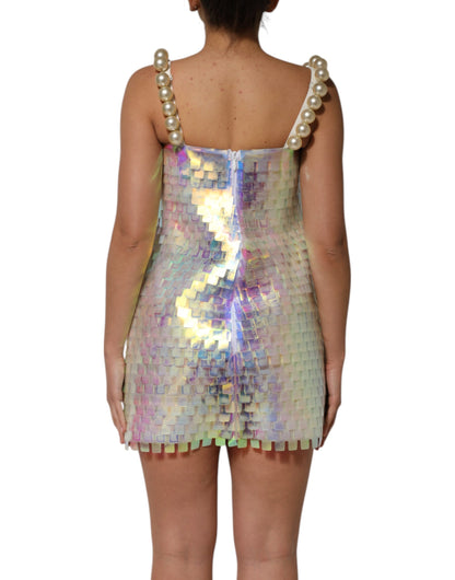 Robe Mini Holographique à Paillettes Multicolores Dolce & Gabbana