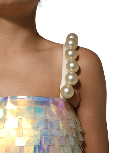 Robe Mini Holographique à Paillettes Multicolores Dolce & Gabbana