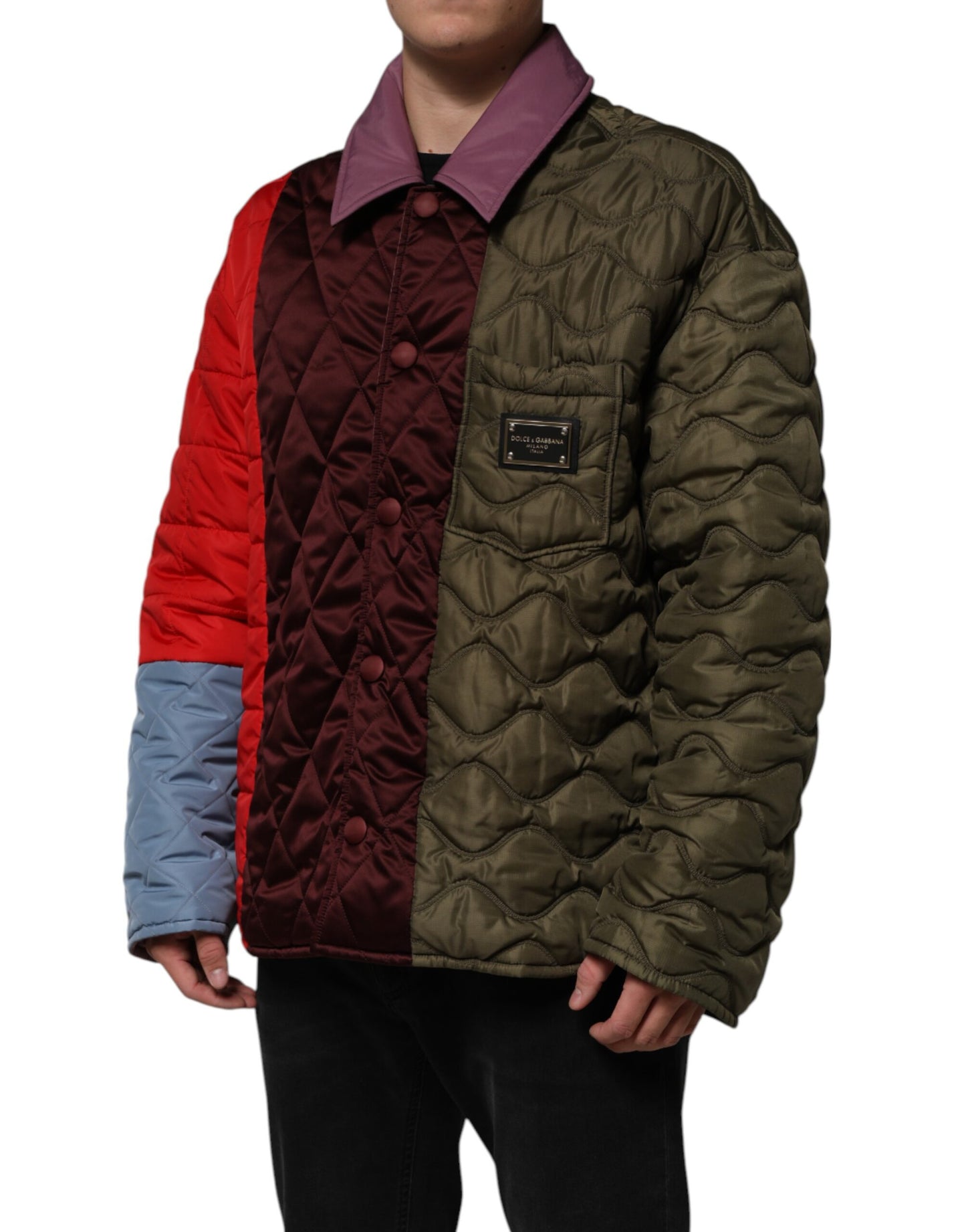 Chaqueta Acolchada de Poliéster Patchwork Multicolor Dolce & Gabbana