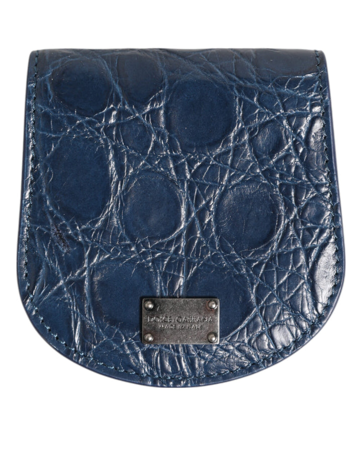 Monedero de bolsillo Dolce & Gabbana de piel exótica azul para monedas y preservativos