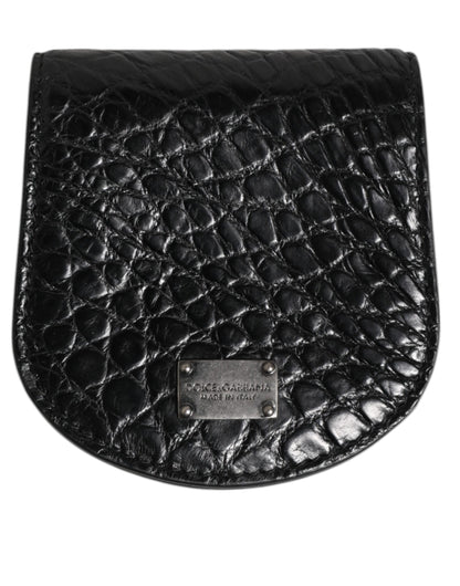 Dolce & Gabbana Black Exotic Skin Coin Condom Case Holder Pocket Wallet