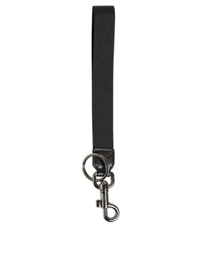 Porte-clés homme Dolce & Gabbana noir rouge logo DG polyester argenté