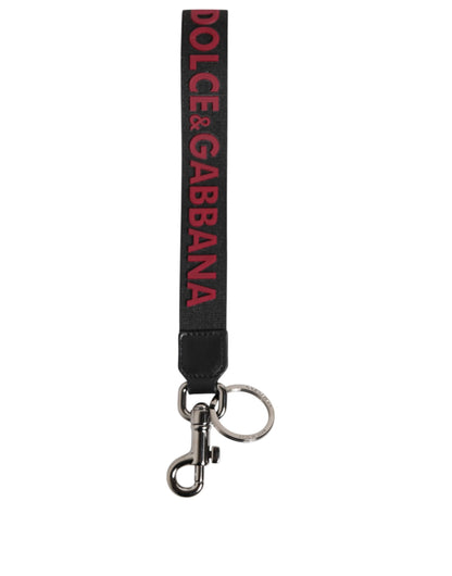 Porte-clés homme Dolce & Gabbana noir rouge logo DG polyester argenté