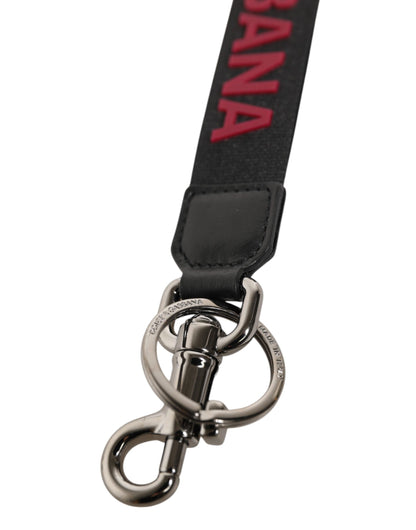 Porte-clés homme Dolce & Gabbana noir rouge logo DG polyester argenté