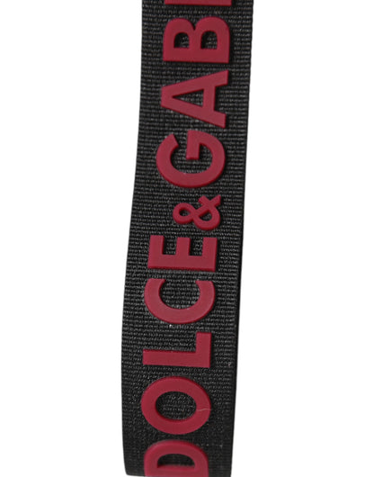 Porte-clés homme Dolce & Gabbana noir rouge logo DG polyester argenté
