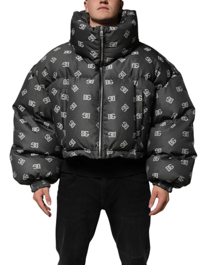 Chaqueta de Plumón con Cremallera Completa y Monograma DG Negra para Hombre de Dolce & Gabbana