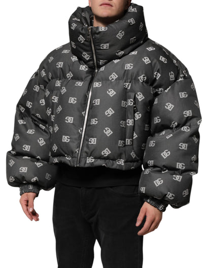 Chaqueta de Plumón con Cremallera Completa y Monograma DG Negra para Hombre de Dolce & Gabbana