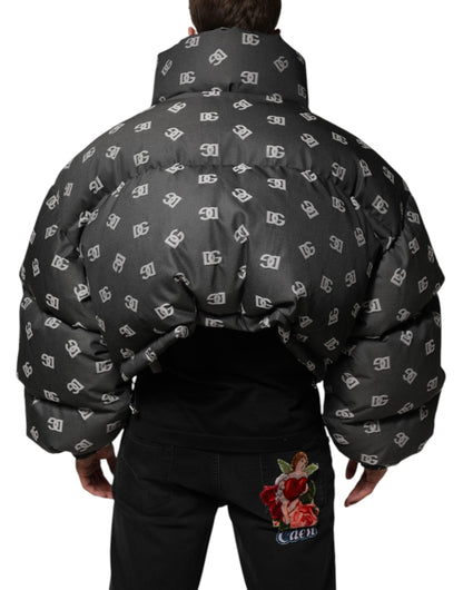 Chaqueta de Plumón con Cremallera Completa y Monograma DG Negra para Hombre de Dolce & Gabbana