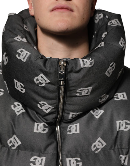 Chaqueta de Plumón con Cremallera Completa y Monograma DG Negra para Hombre de Dolce & Gabbana