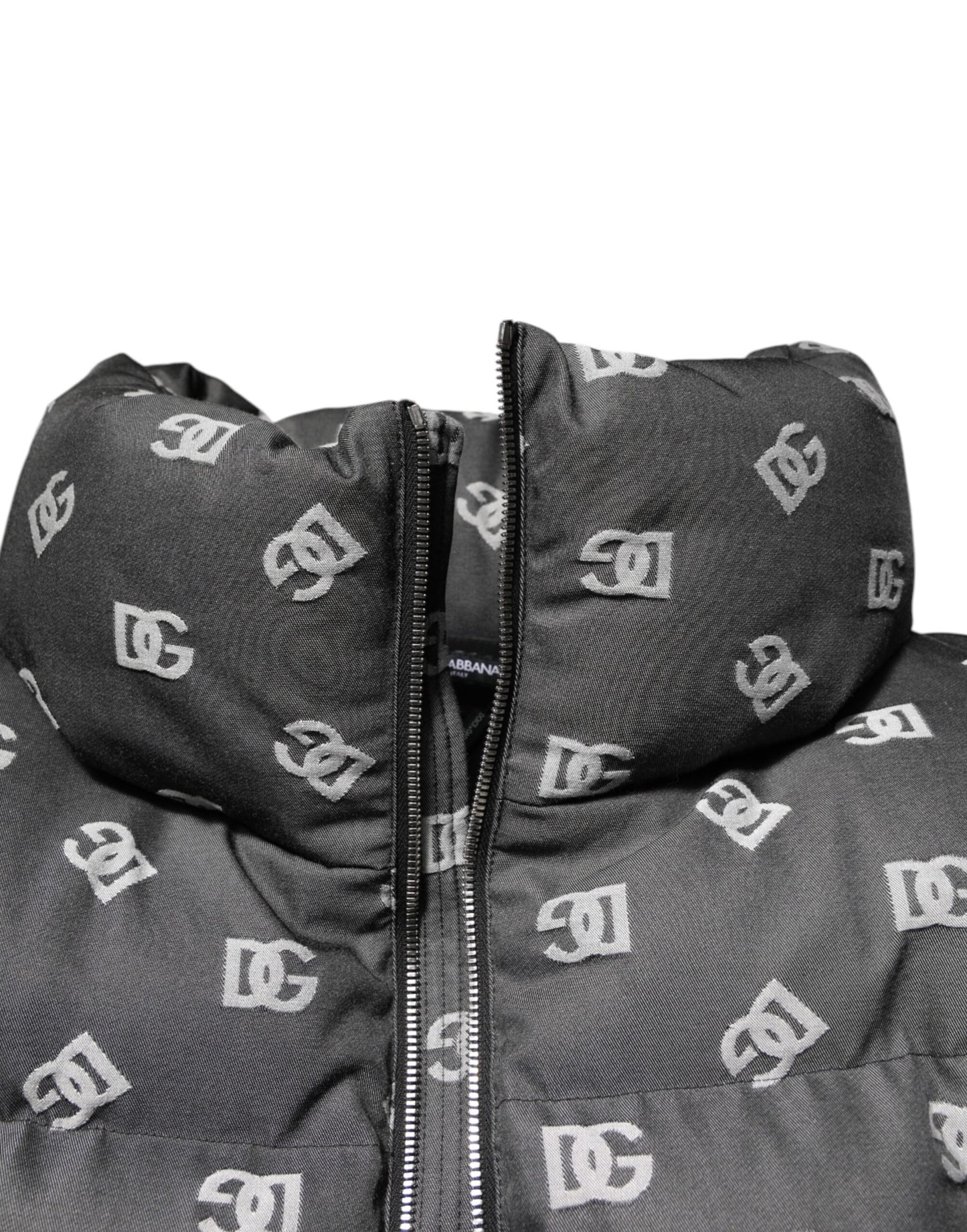 Chaqueta de Plumón con Cremallera Completa y Monograma DG Negra para Hombre de Dolce & Gabbana