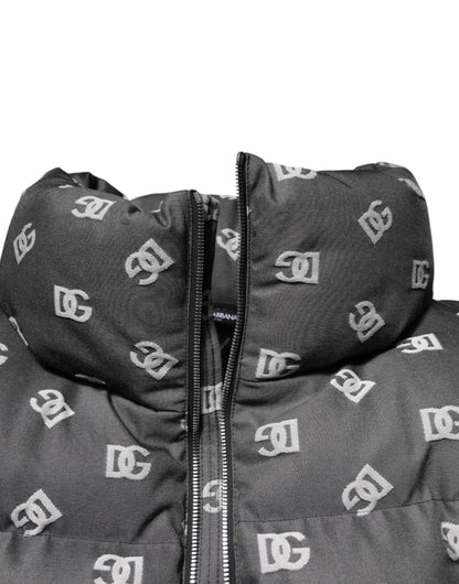 Chaqueta de Plumón con Cremallera Completa y Monograma DG Negra para Hombre de Dolce & Gabbana