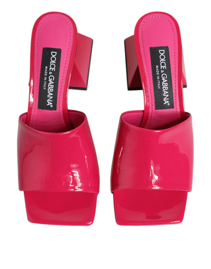 Chaussures Sandales Mule à Talon Carré et Bout Ouvert Roses Dolce & Gabbana