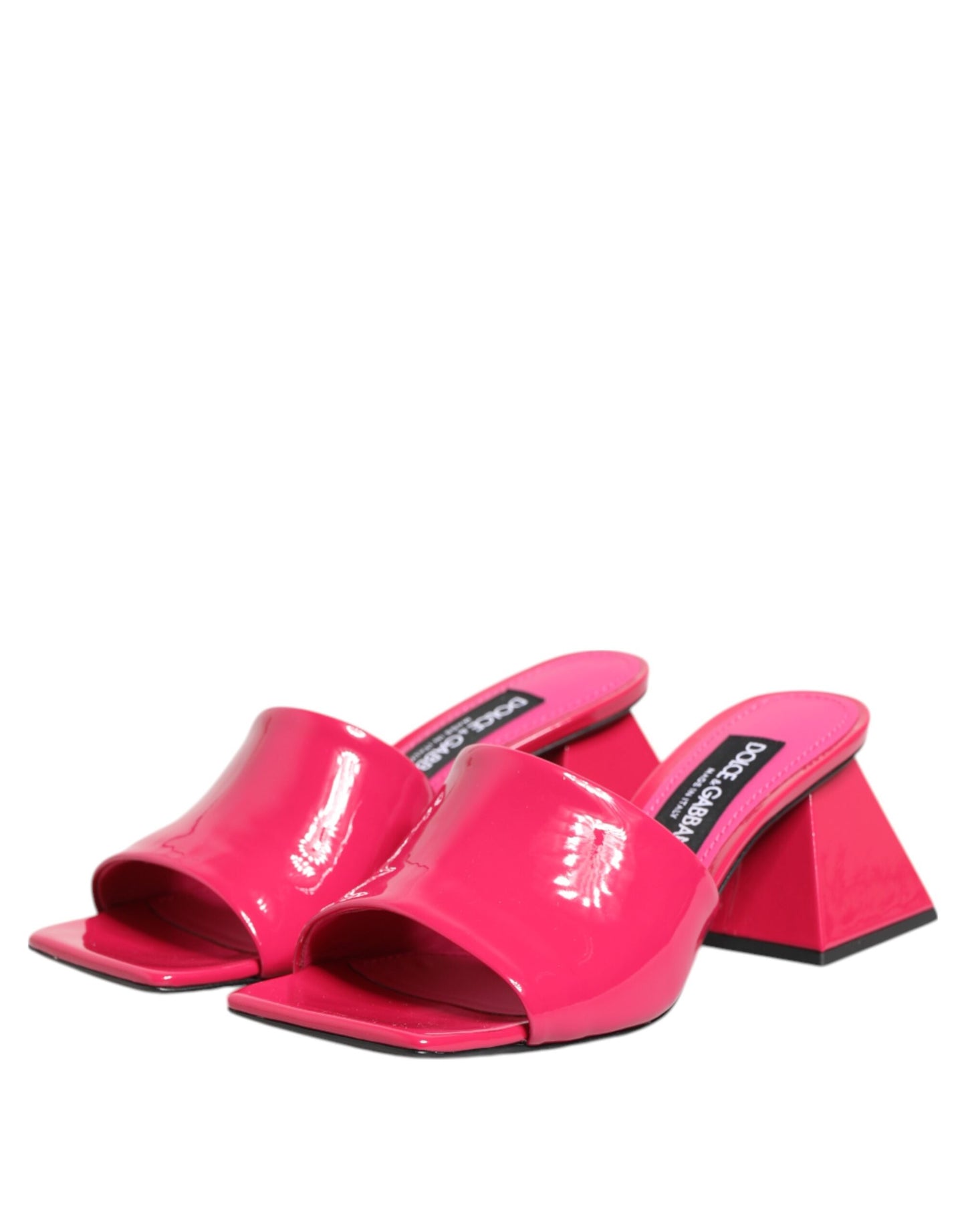 Chaussures Sandales Mule à Talon Carré et Bout Ouvert Roses Dolce & Gabbana