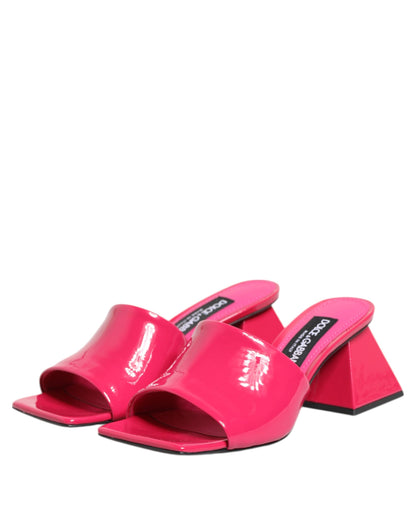 Chaussures Sandales Mule à Talon Carré et Bout Ouvert Roses Dolce & Gabbana