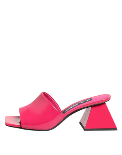 Chaussures Sandales Mule à Talon Carré et Bout Ouvert Roses Dolce & Gabbana