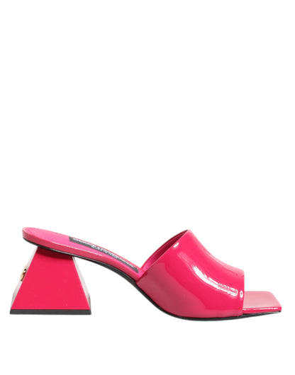 Chaussures Sandales Mule à Talon Carré et Bout Ouvert Roses Dolce & Gabbana