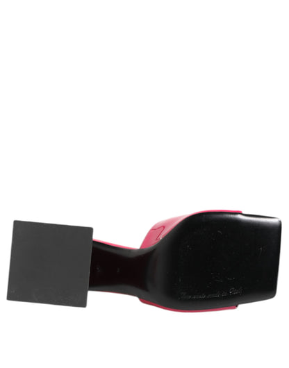 Chaussures Sandales Mule à Talon Carré et Bout Ouvert Roses Dolce & Gabbana