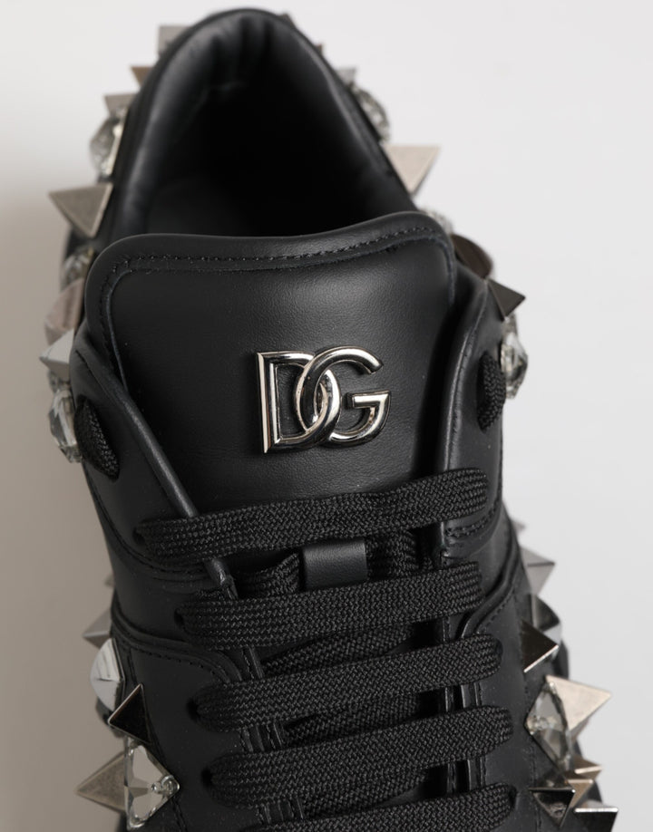 Zapatillas Bajas Negras de Cuero con Tachuelas Dolce & Gabbana