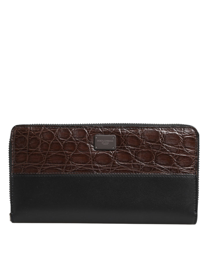 Billetera de mano Dolce & Gabbana de piel exótica negra y marrón para hombre