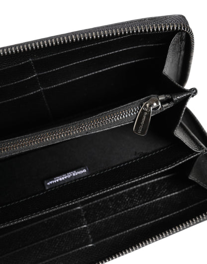 Portefeuille continental Dolce & Gabbana en cuir léopard noir et gris avec fermeture éclair intégrale