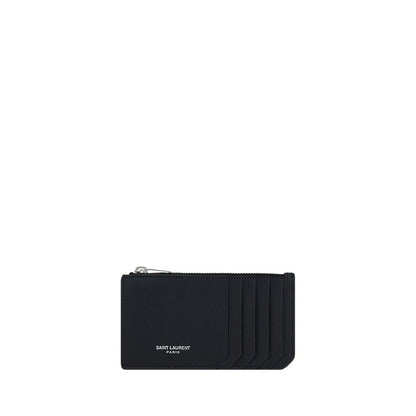Portefeuille Saint Laurent en Cuir de Veau Noir Bos Taurus