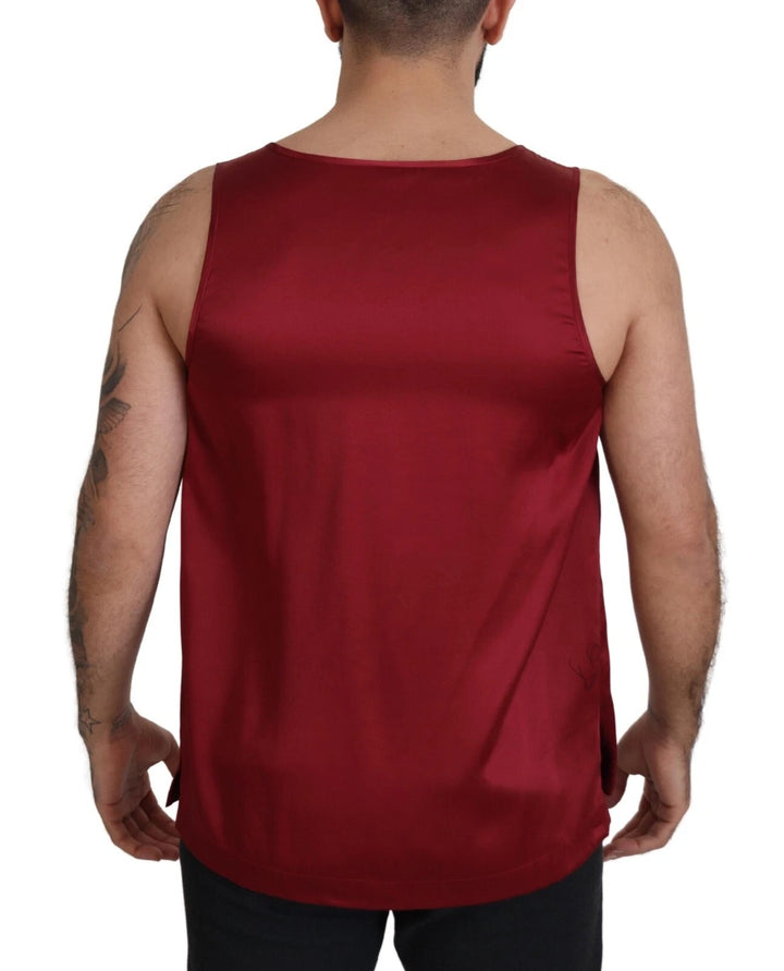 T-shirt sans manches en soie rouge à col rond Dolce & Gabbana