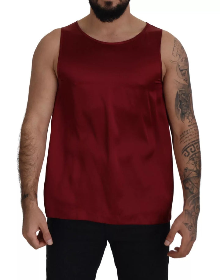 T-shirt sans manches en soie rouge à col rond Dolce & Gabbana