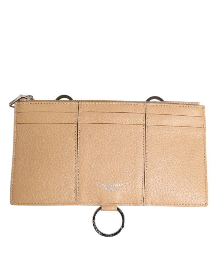 Billetera Grande Tarjetero de Piel de Becerro Beige Dolce & Gabbana