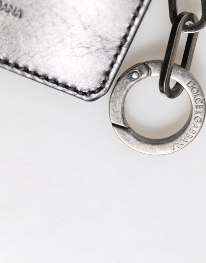 Cartera Dolce & Gabbana de piel negra con logo grabado y tarjetero con llavero