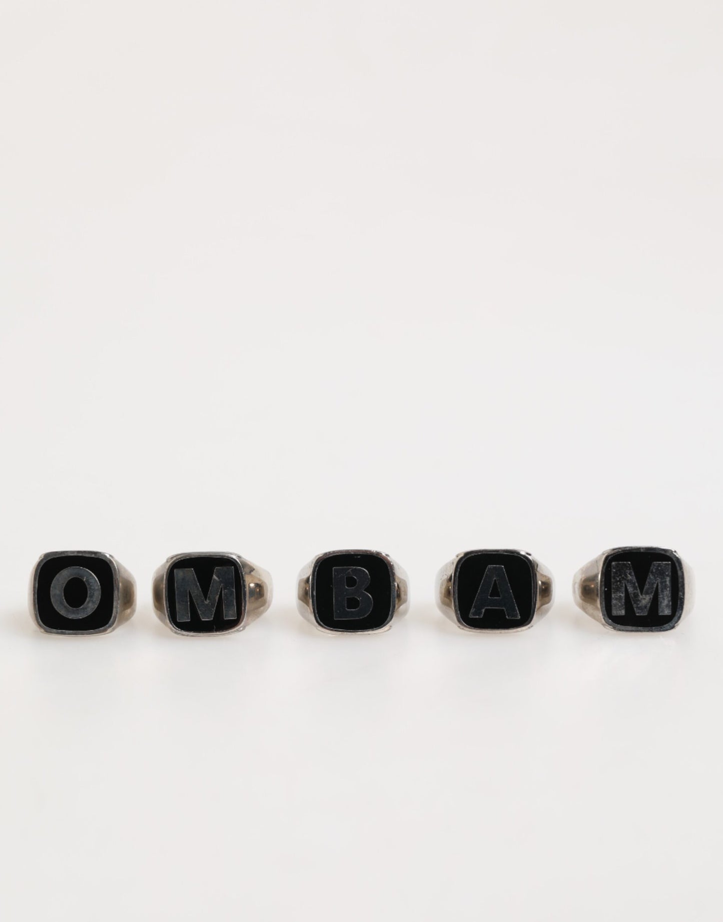 Dolce & Gabbana Silver Tone Brass Lettering Set 5 Pieces Adjustable Ring