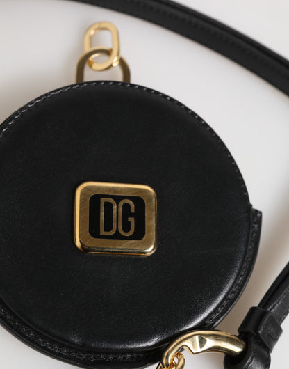 Porte-monnaie Lanière Dolce & Gabbana en Cuir Noir Rond avec Logo DG