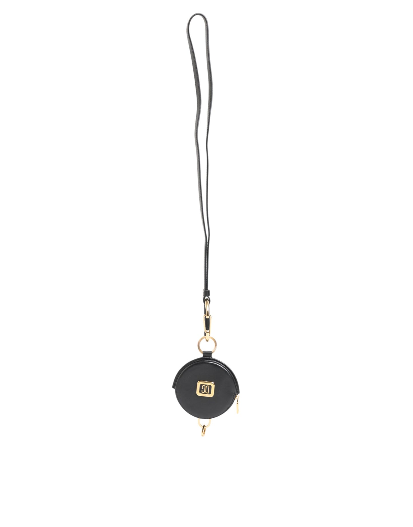 Porte-monnaie Lanière Dolce & Gabbana en Cuir Noir Rond avec Logo DG