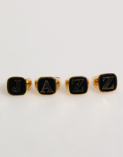 Bague Ajustable Dolce & Gabbana en Laiton Doré, Sertie de 4 Lettres JAZZ