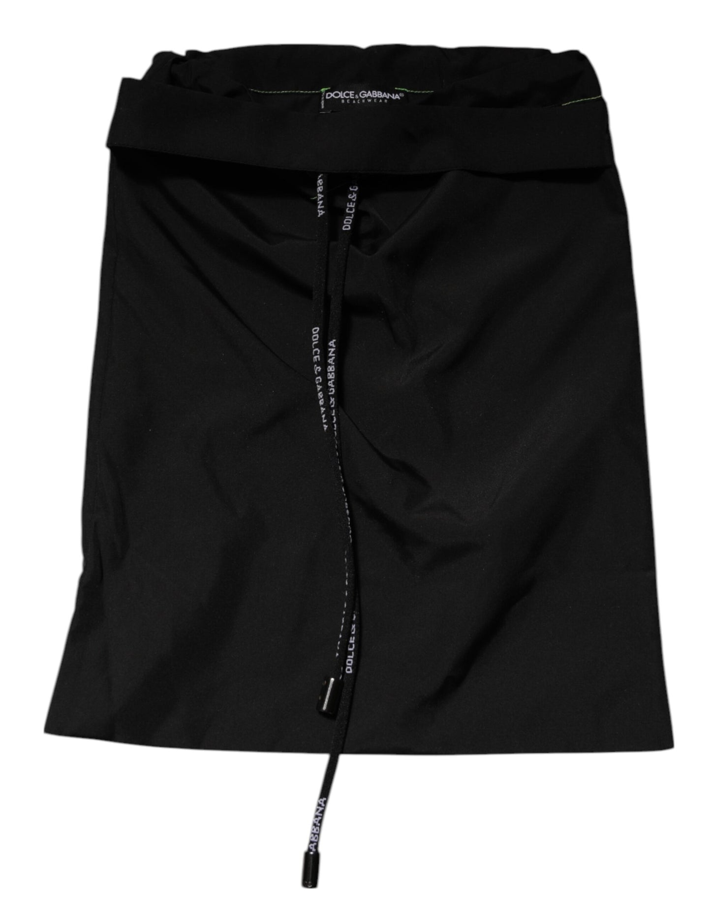 Short de bain Dolce & Gabbana Beachwear avec logo vert sur la ceinture, noir