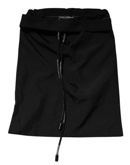 Short de bain Dolce & Gabbana Beachwear avec logo vert sur la ceinture, noir
