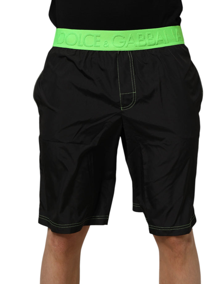 Dolce & Gabbana Bañador corto con logo y cintura verde negra